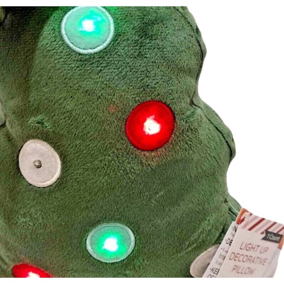 NWT 2024 Target Bullseye LED Christmas Tree Light Up Pillow Green - Picture 4 of 6